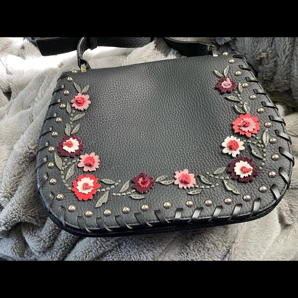 Kate Spade Black Leather Flower Shoulder Bag - Picture 4 of 12